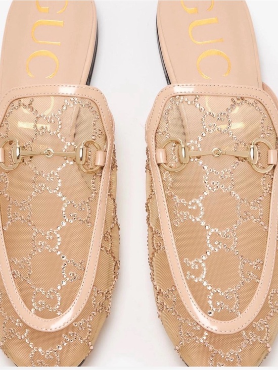 Gucci Shoes - GUCCI Patent Mesh Crystal GG Monogram Womens Princetown Slippers 37 EU